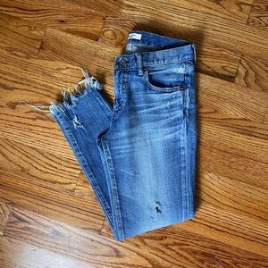 Moussy Frayed Hem Blue Women's Jeans